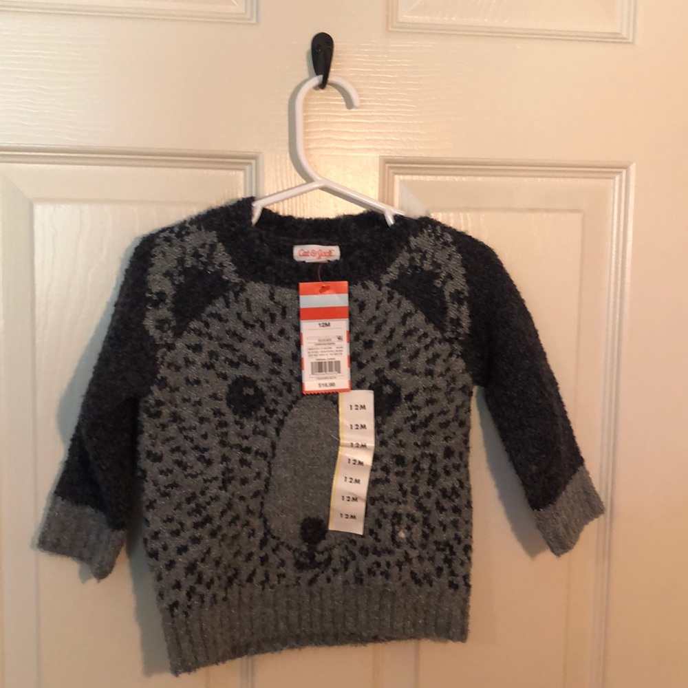 Baby boys fuzzy bear face sweater